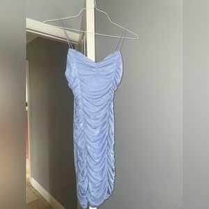 Blue Rutched Mini Dress